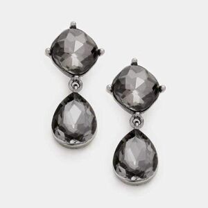 5/$25 Charcoal Black Crystal Teardrop Earrings
